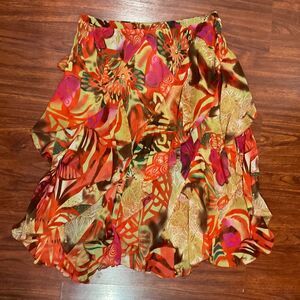 Y2K Fairycore Boho Tiered Ruffle Maxi Skirt 18W Earth Tones Signature Robbie Bee